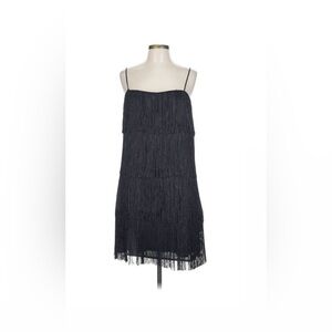 Abercrombie & Fitch Black Fringe Mini Dress (Large Tall)